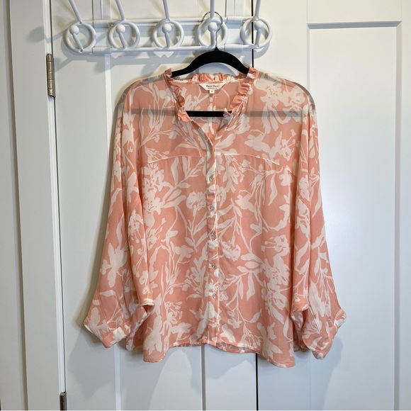 PART TWO Floral Peach Blouse - Size 38 - Picture 12 of 14